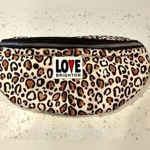 New Brighton Leopard Print Beige and Black Belt Bag with Love Brighton Patch